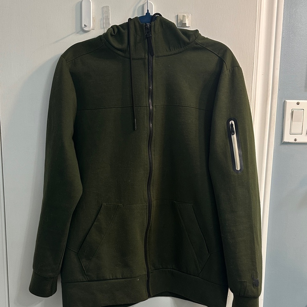 Spyder Men's Dark Green Zip-Up Sweater PTP 24”